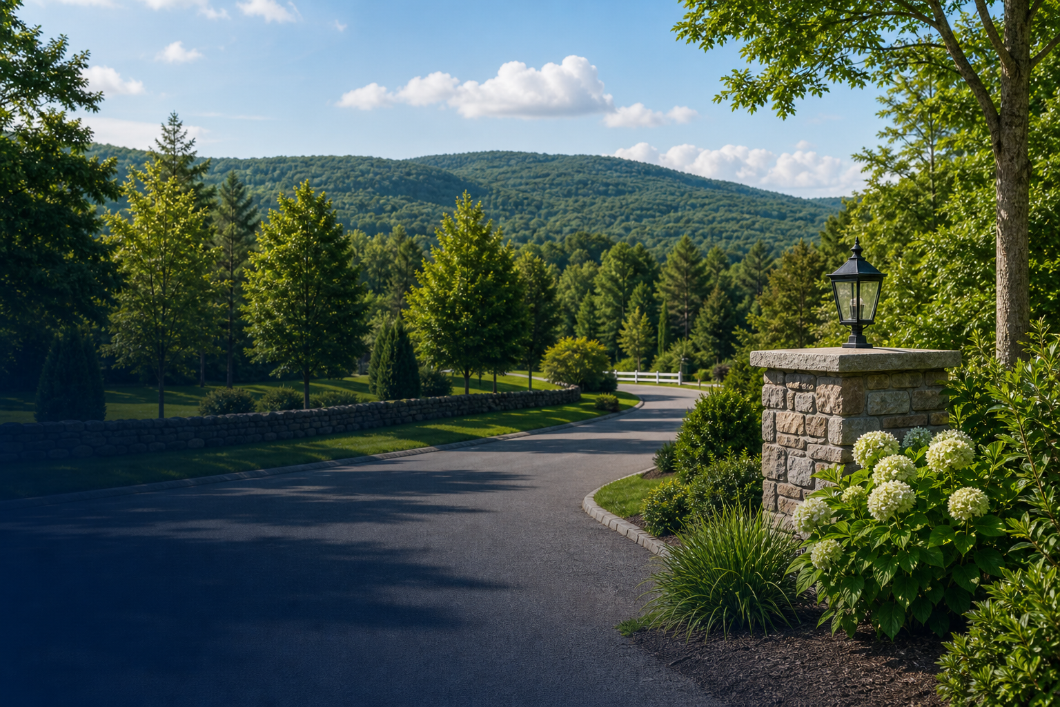 Residential pool and landscape in the Hudson Valley service area